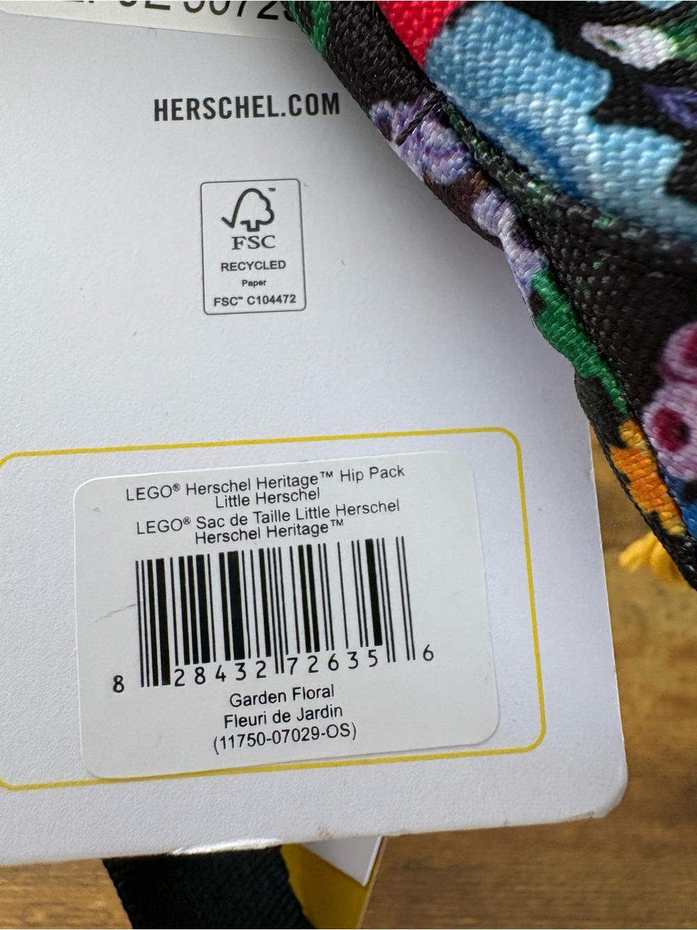 LEGO Herschel Heritage Garden Floral Hip Pack Little Herschel Black New - Picture 3 of 3
